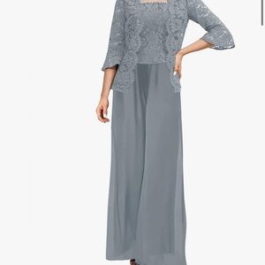 Elegant Gray Lace Jumpsuit